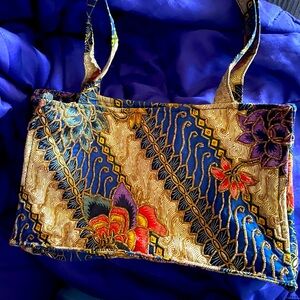 Beautiful batik beaded cotton handbag. Excellent condition. No signs of wear.